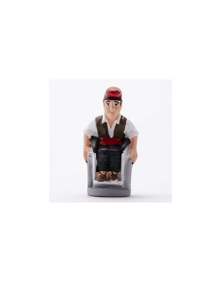 High-Quality Catalan Farmer Caganer Figure in Wheelchair - Buy Now