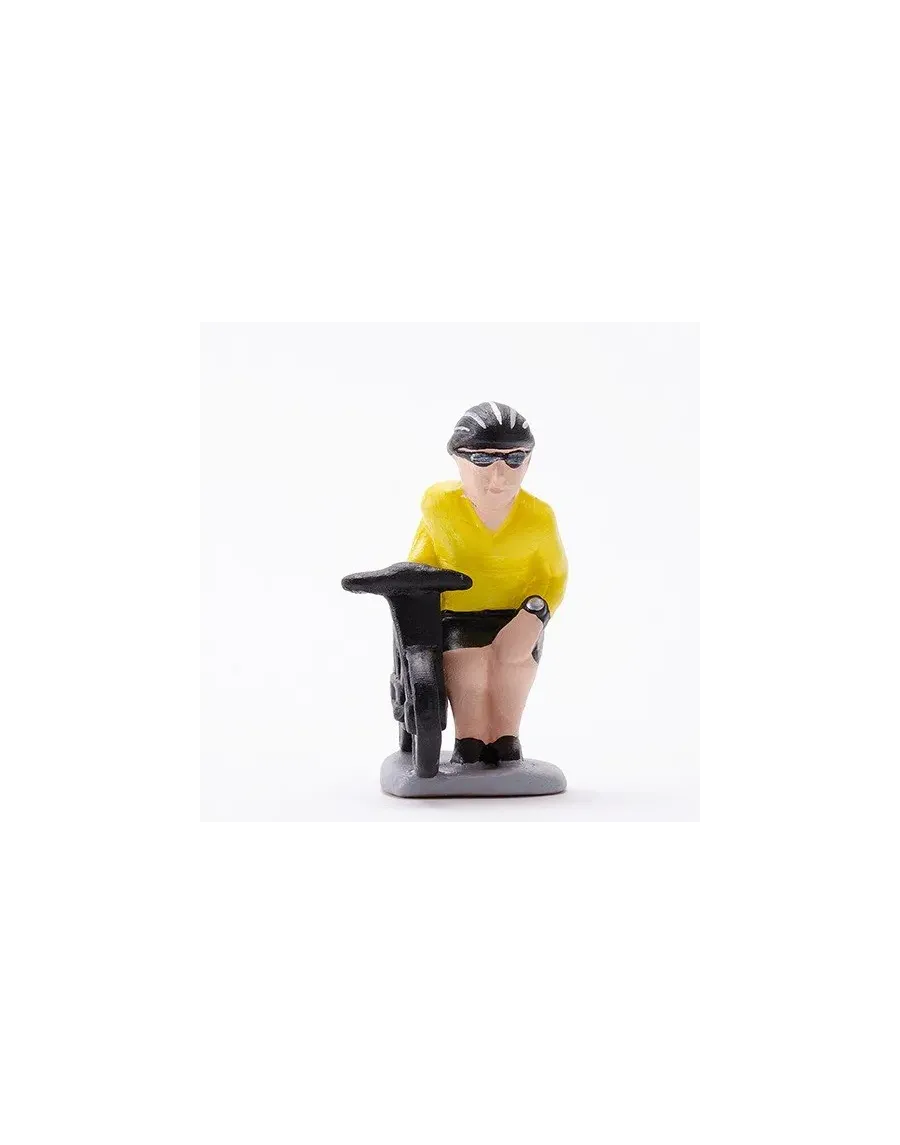 High-Quality Cyclist Caganer with Bicycle Figure - Buy Now