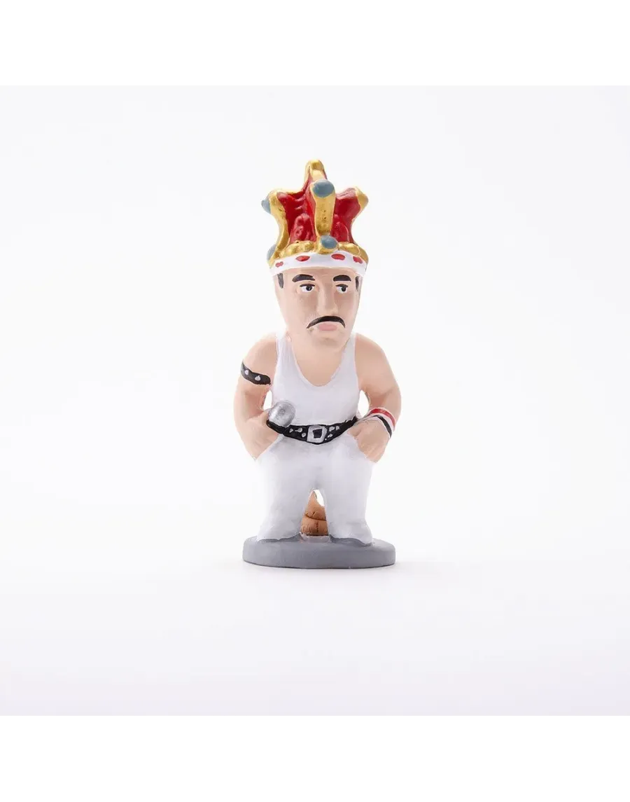 Figura de Caganer Freddie Mercury con Corona de Alta Calidad - Compra Ahora