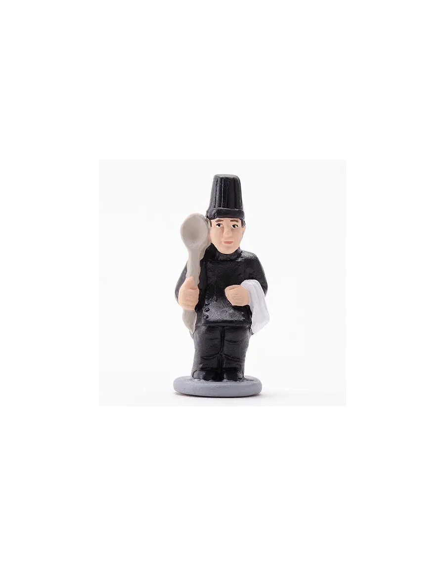 Figura de Caganer Cocinero con Uniforme Negro de Alta Calidad - Compra Ahora