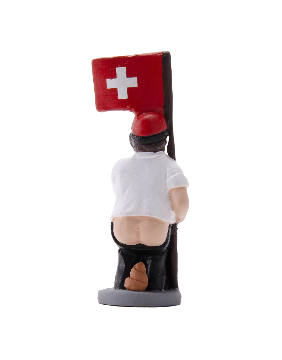 High-Quality Swiss Flag Caganer Figure - Buy Now