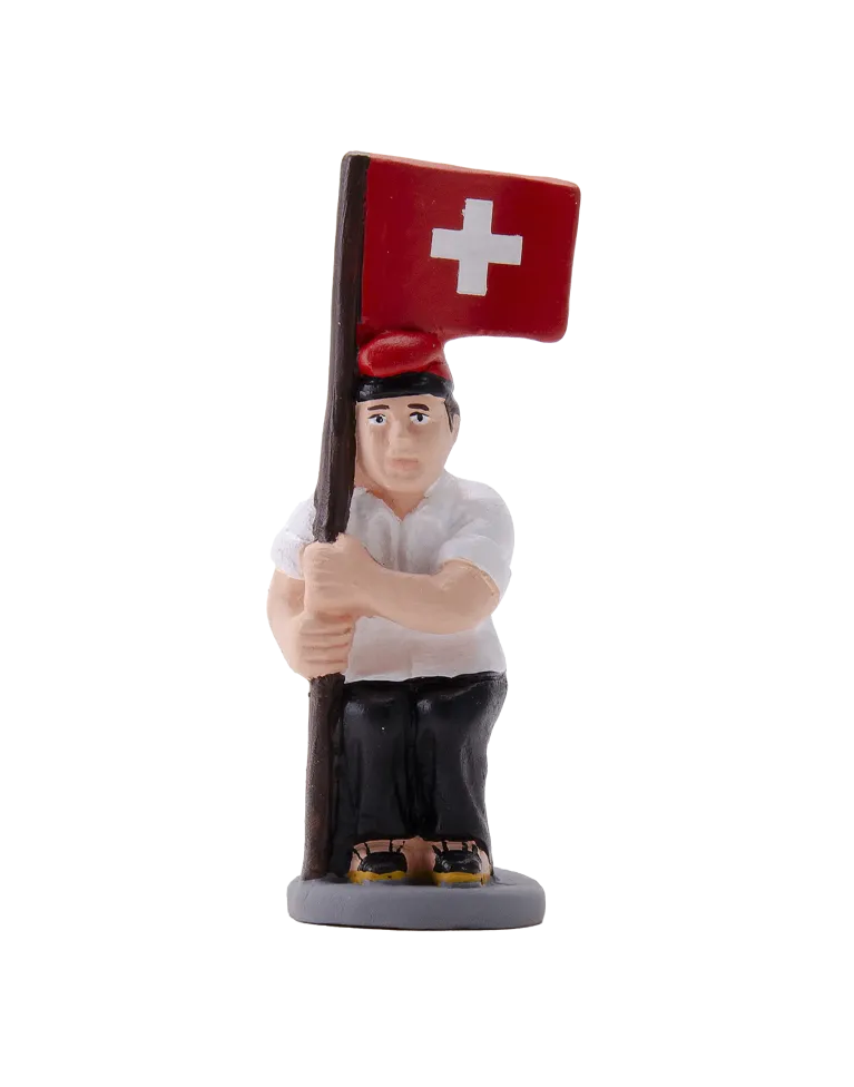 High-Quality Swiss Flag Caganer Figure - Buy Now