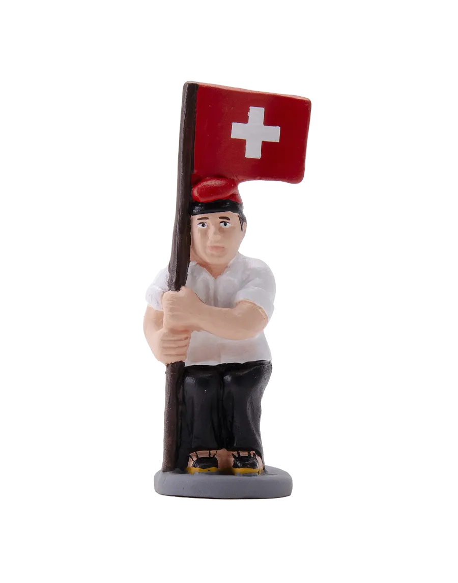 High-Quality Swiss Flag Caganer Figure - Buy Now