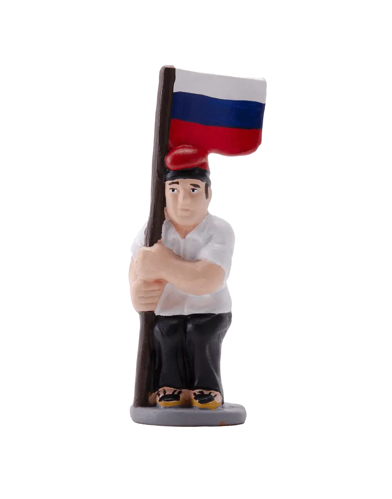 High-Quality Caganer Russian Flag Figure - Buy Now