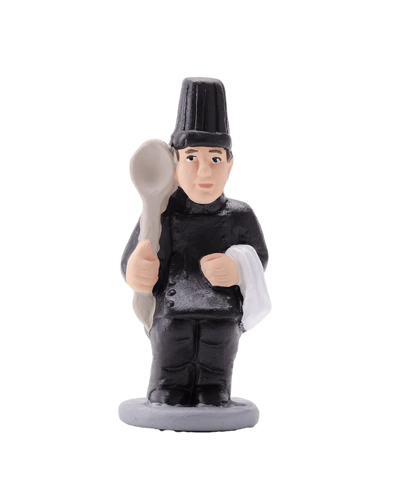 Figurine de Caganer Cuisinier avec Uniforme Noir de Haute Qualité - Achetez Maintenant