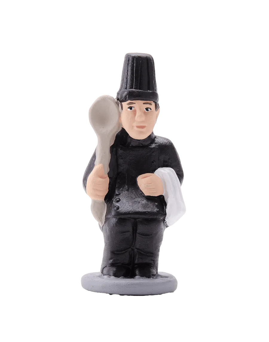Figura de Caganer Cuiner amb Uniforme Negre d'Alta Qualitat - Compra Ara