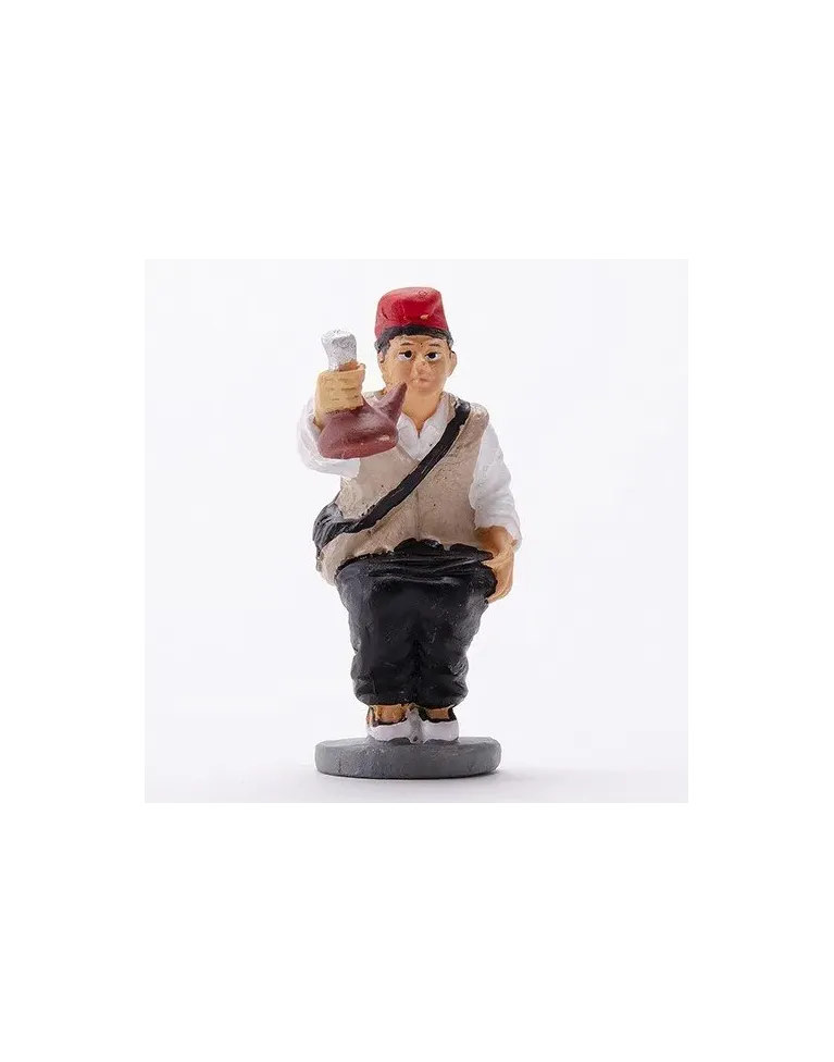 High-Quality Catalan Farmer Caganer Figure with Porrón - Buy Now